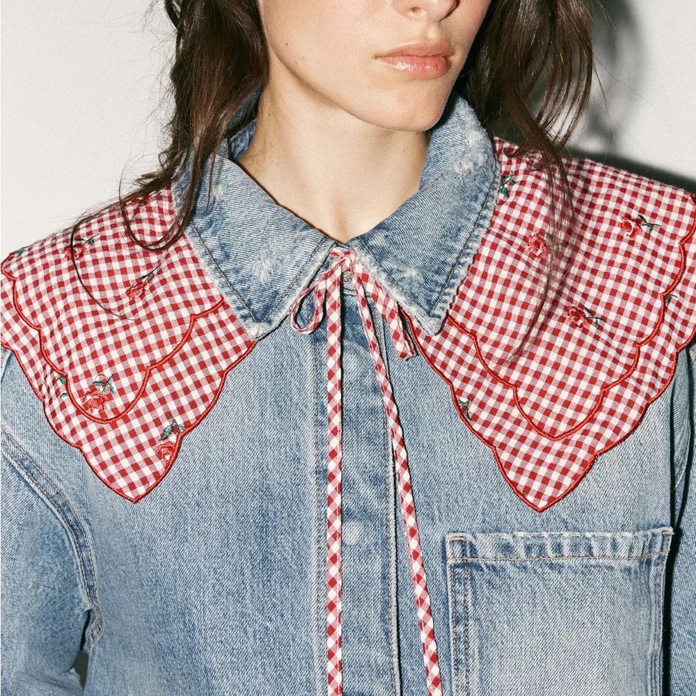 ZARA Gingham Cotton Collar
